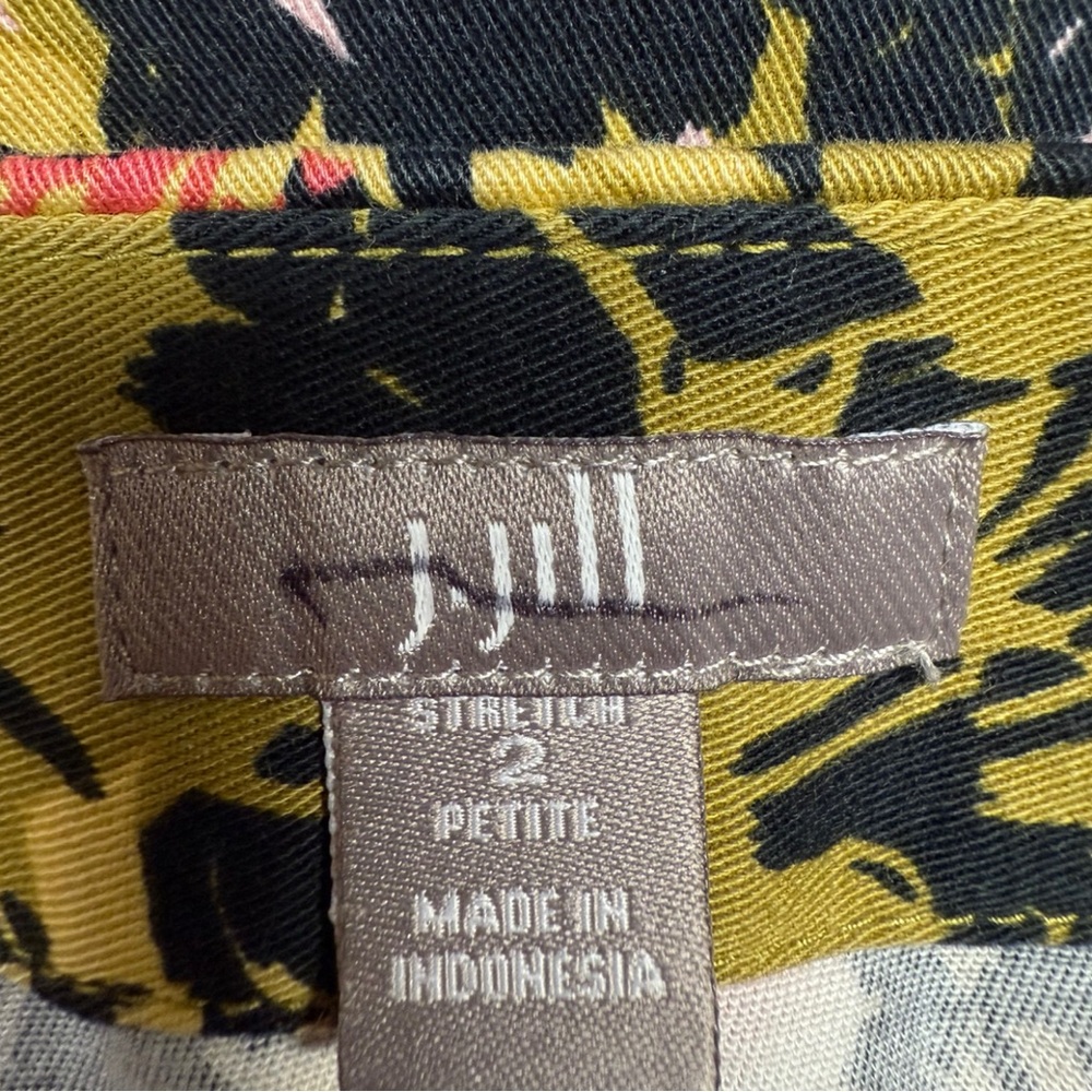 J. Jill Floral Pencil Skirt - Olive Green & Coral, Petite 2 Stretch - Picture 4 of 8